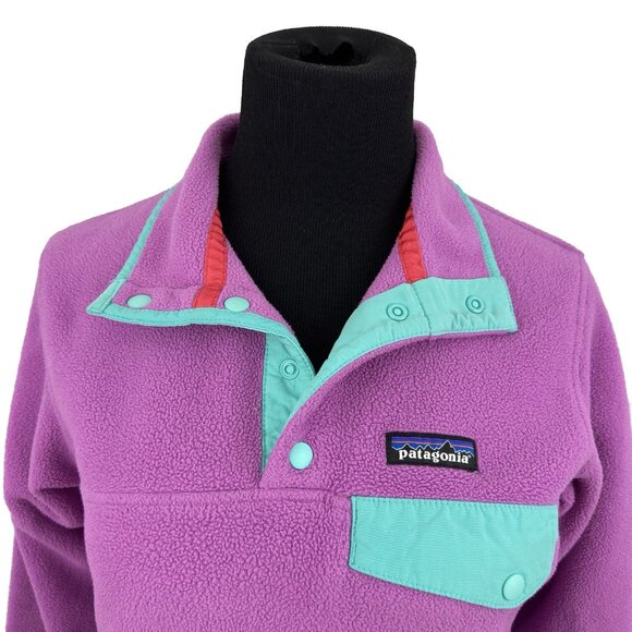 PATAGONIA Synchilla fleece Snap-T pullover - women's size XXS pink aqua 25455 - Picture 2 of 9